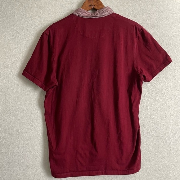 Mens Ted Baker London Maroon Short Sleeve Polo Shirt - Picture 3 of 4